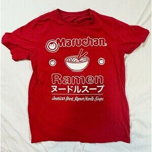 Maruchan Ramen Graphic Logo Tagless Cotton Knit T-Shirt Youth L 10/12 Red Black